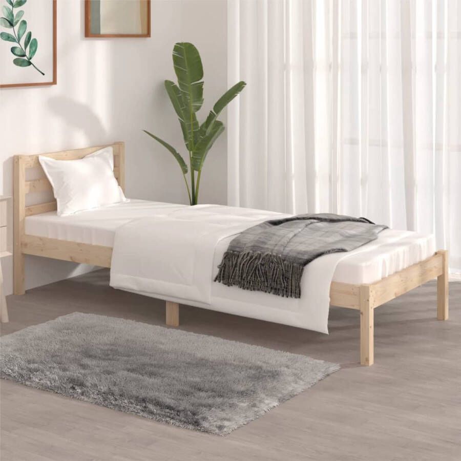 The Living Store Bedframe Rustic Grenenhout 195.5 x 80.5 x 69.5 cm Stevig en Comfortabel Houten Bed Frame Massief Grenenhout Rustic Bed Frame Bed Frame Bruin Tweepersoons Bed Frame