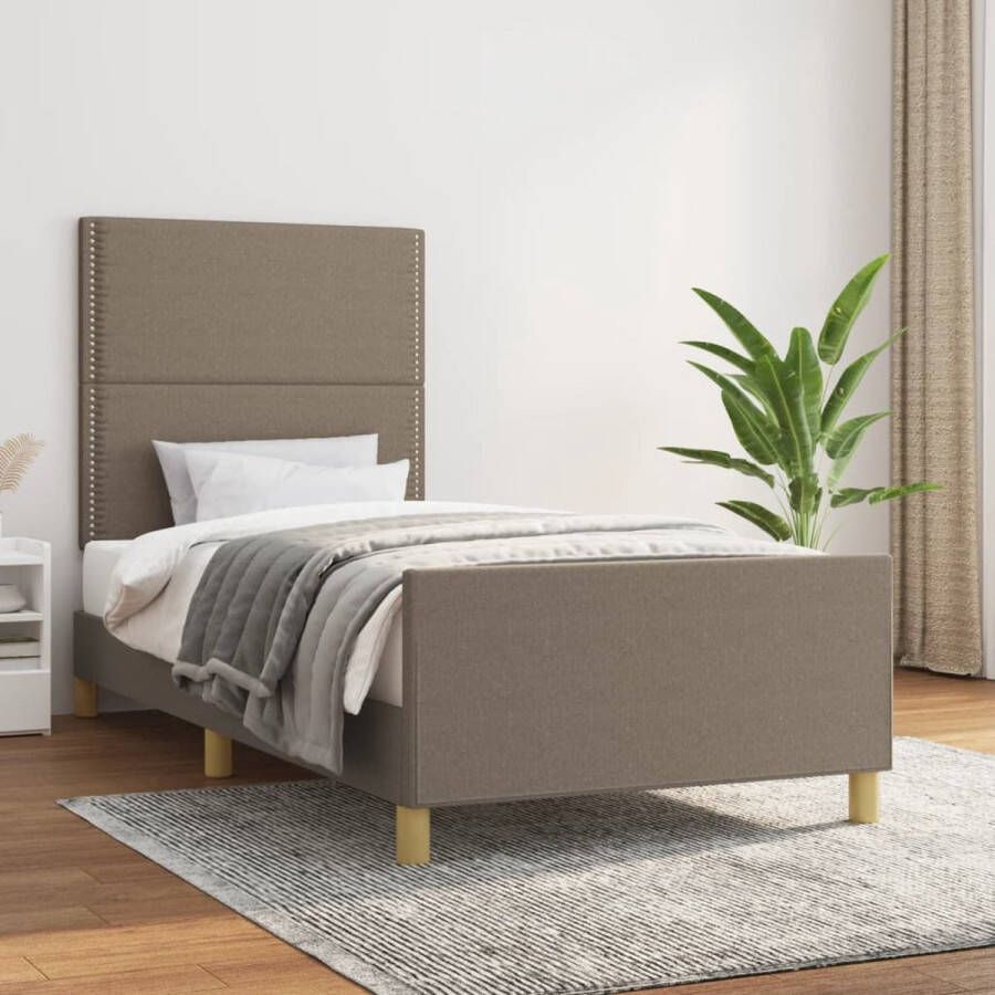 VidaXL Bedframe 80x200 cm Taupe Zonder Matras Bed Frame Hoofdeinde Tweepersoonsbed Taupecolor Houten Bed Stoffen Bed Luxe Bed Design Bed - Foto 3