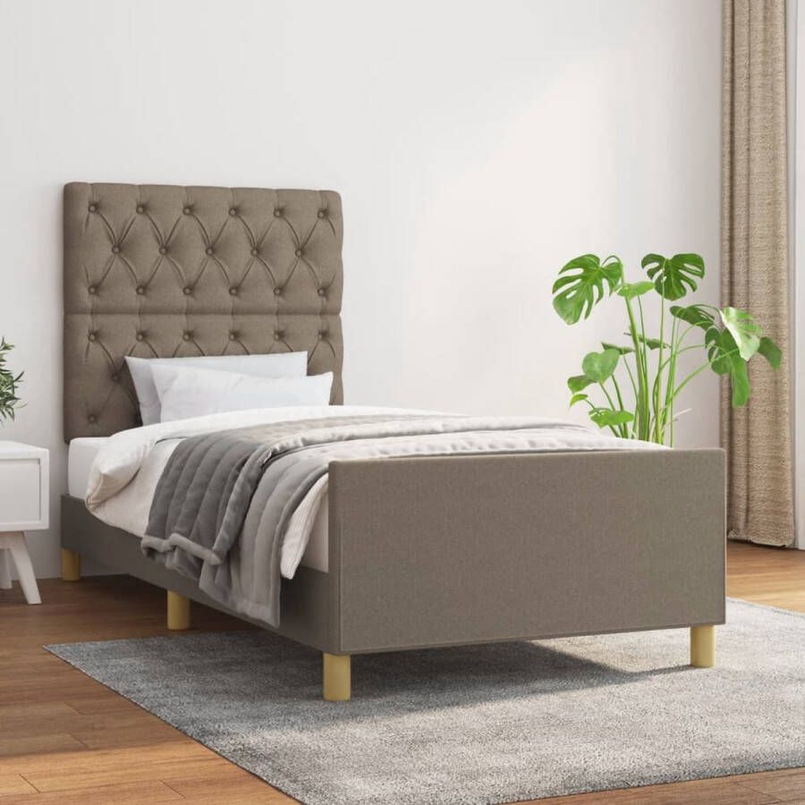 The Living Store Bedframe s Bedframes 203 x 83 x 118 128 cm Taupe stof Geschikt voor 80 x 200 cm matras Verstelbaar