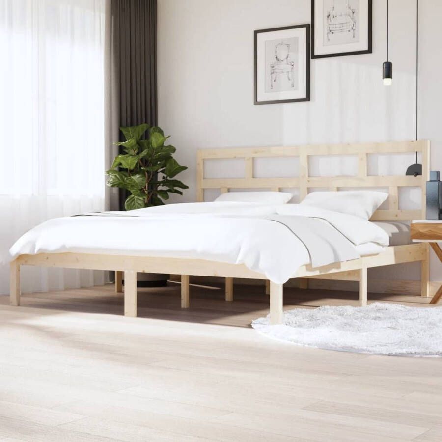 The Living Store Bedframe massief grenenhout 200x200 cm Bedframe Bedframes Bed Bedbodem Ledikant Bed Frame Massief Houten Bedframe Slaapmeubel Tweepersoonsbed Bedden Bedbodems - Foto 2