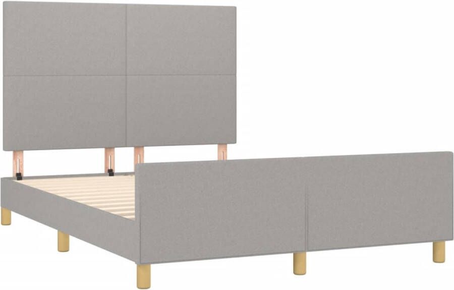 The Living Store Bedframe met hoofdeinde stof lichtgrijs 140x200 cm Bedframe Met Hoofdeinde Bedframes Met Hoofdeindes Bed Slaapmeubel Ledikant Bedbodem Tweepersoonsbed Bedden Slaapmeubels Slaapmeubelen Slaapmeubilair - Foto 2