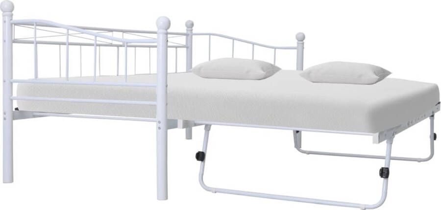 The Living Store Bedframe staal wit 180x200 90x200 cm Bed