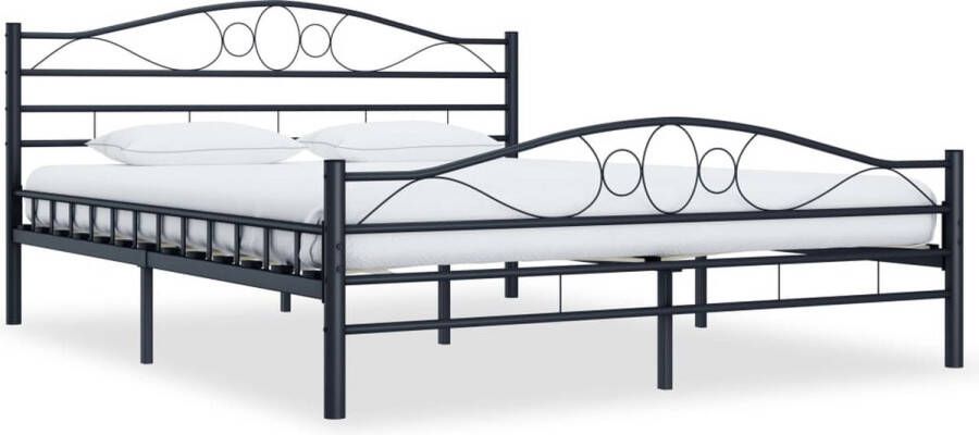 The Living Store Bedframe staal zwart 200x200 cm Bed