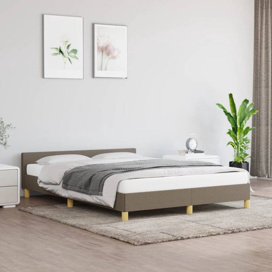 The Living Store Bedframe Stof 193 x 143 x 50 cm Taupe