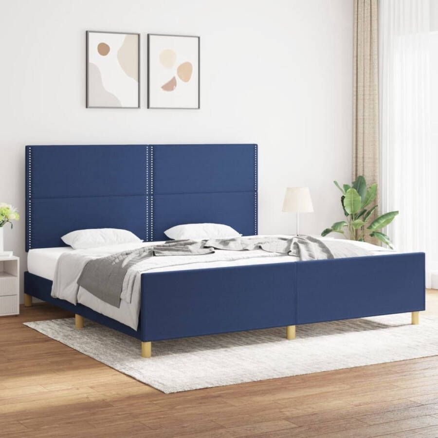 The Living Store Bedframe Stof 203 x 206 cm Blauw met Verstelbaar Hoofdeinde