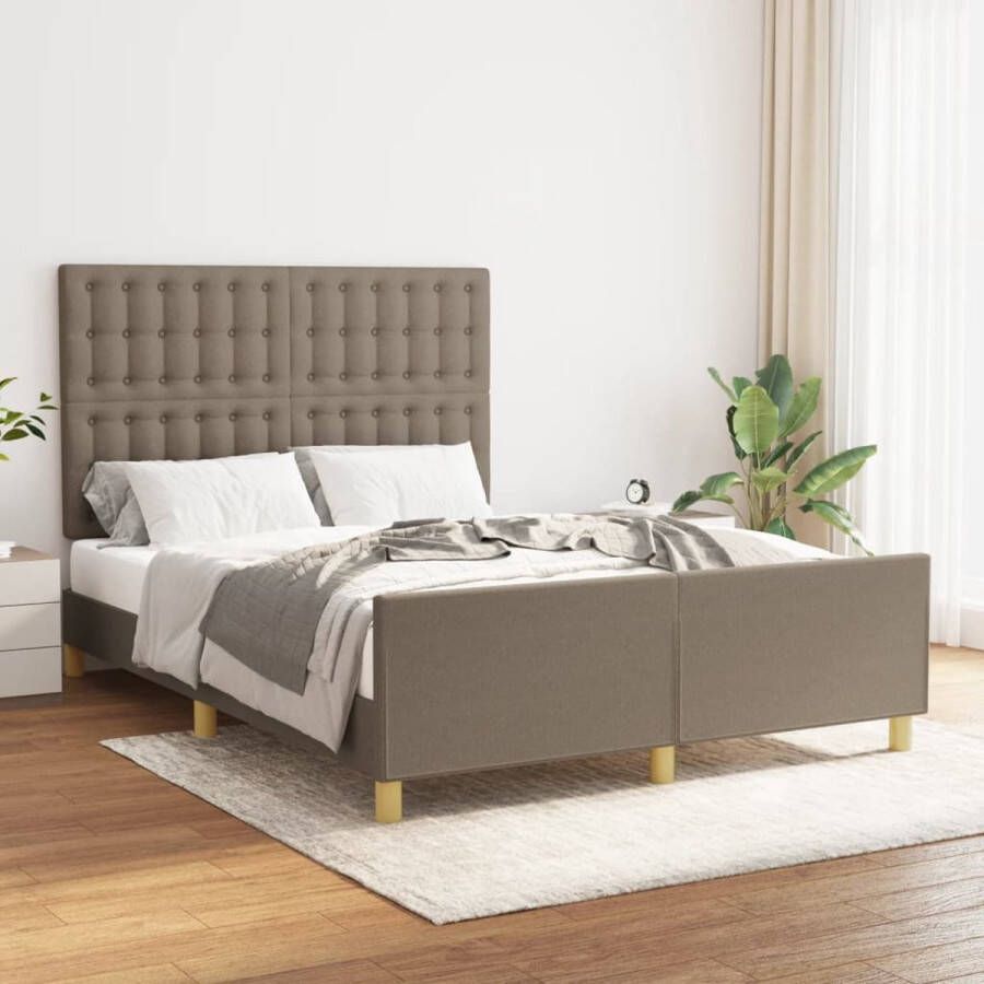 The Living Store Bedframe Stof Bedframe 193x146x118 128 cm Taupe 140x190 cm Hoogteverstelbaar Stof Bed Frame Bed Frame Taupe Tweepersoons Bed Frame Boxspring Bed Frame Adjustable Bed Frame