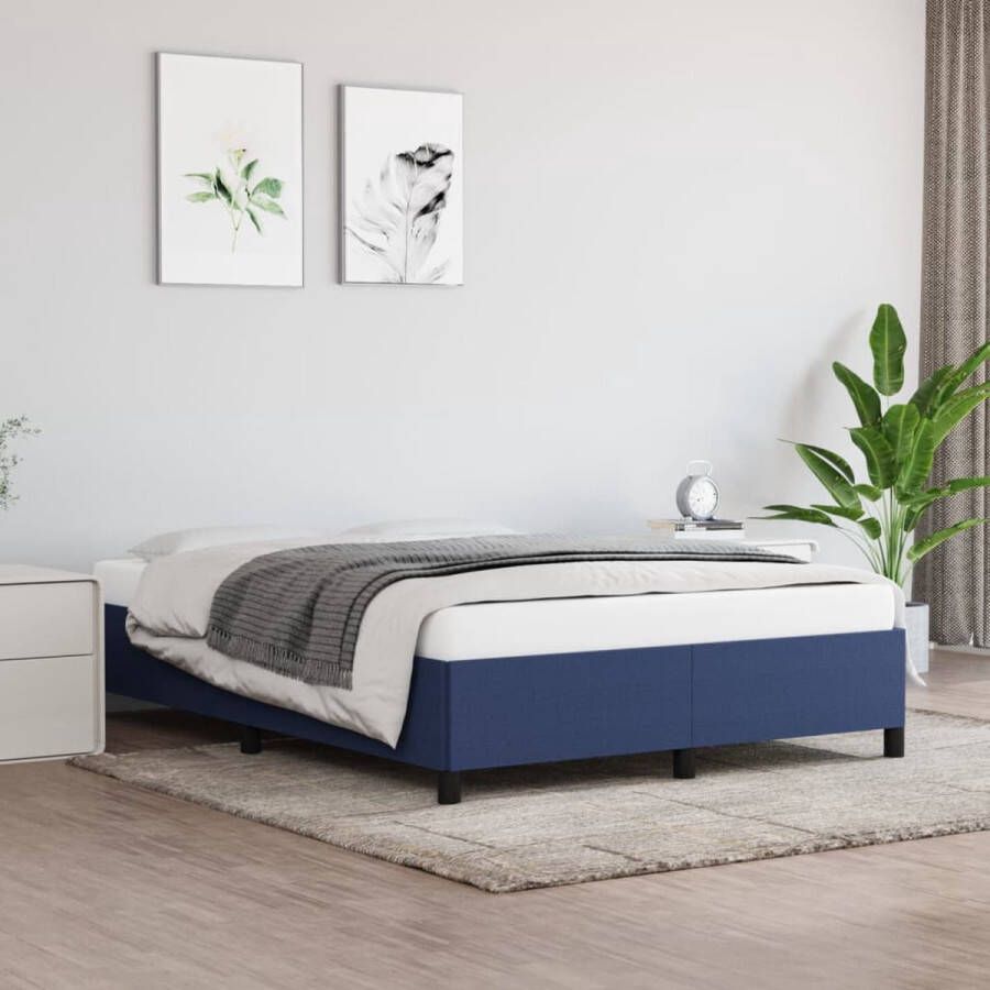 The Living Store Bedframe stof blauw 140x200 cm Bedframe Bed Slaapmeubel Ledikant Bedbodem Tweepersoonsbed Bedden Slaapmeubels Slaapmeubelen Ledikanten