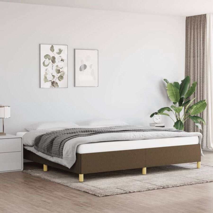 The Living Store Bedframe stof donkerbruin 200x200 cm Bedframe Bed Slaapmeubel Ledikant Bedbodem Tweepersoonsbed Bedden Slaapmeubels Slaapmeubelen Ledikanten