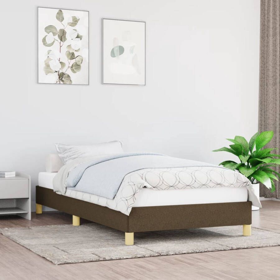 The Living Store Bedframe stof donkerbruin 90x190 cm Bedframe Bedframes Slaapmeubel Bedbodem Ledikant Eenpersoonsbed Slaapmeubels Slaapmeubelen Slaapmeubilair Bedbodems Ledikanten