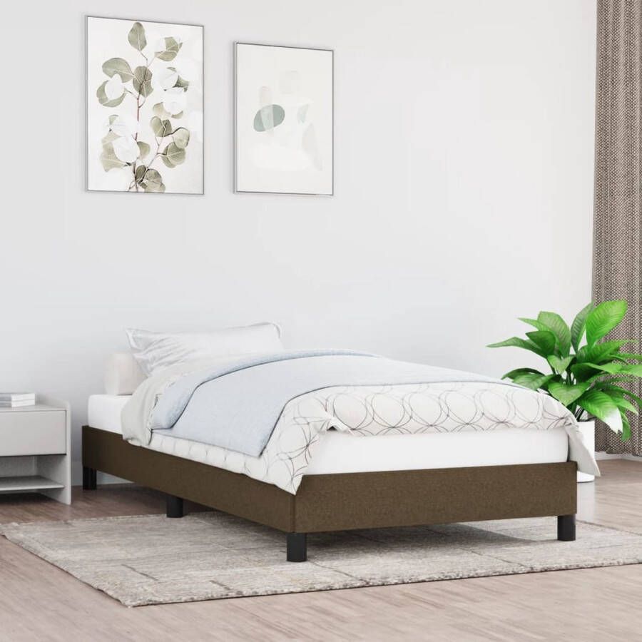 The Living Store Bedframe Donkerbruin Stof 203 x 93 x 25 cm Geschikt voor 90 x 200 cm matras Duurzaam materiaal Bedframe Donkere Houten Meubels Tweepersoon Bed Boxspring Slaapcomfort