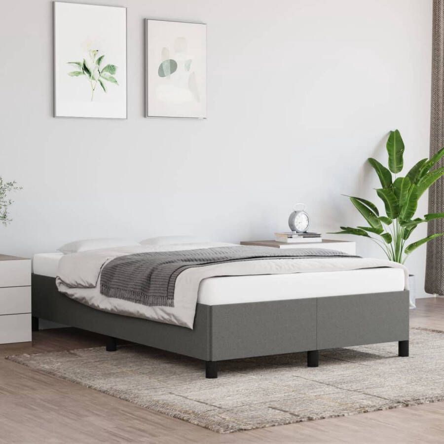 The Living Store Bedframe stof donkergrijs 120x200 cm Bedframe Bed Slaapmeubel Ledikant Bedbodem Tweepersoonsbed Bedden Slaapmeubels Slaapmeubelen Ledikanten - Foto 2