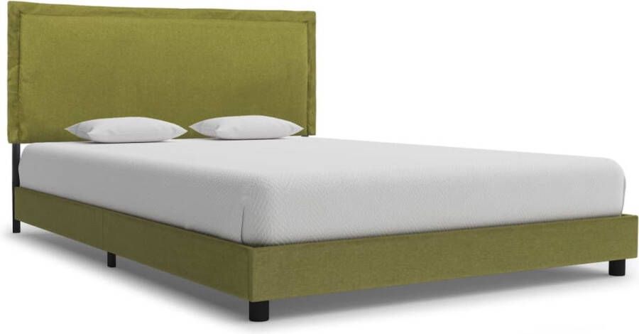 The Living Store Klassiek Bedframe Groen 207 x 146 x 95 cm Geschikt voor 140 x 200 cm matras Gemaakt van populierenhout jujubahout grenenhout MDF en gepoedercoat ijzer Polyester bekleding Sterke en duurzame constructie - Foto 2