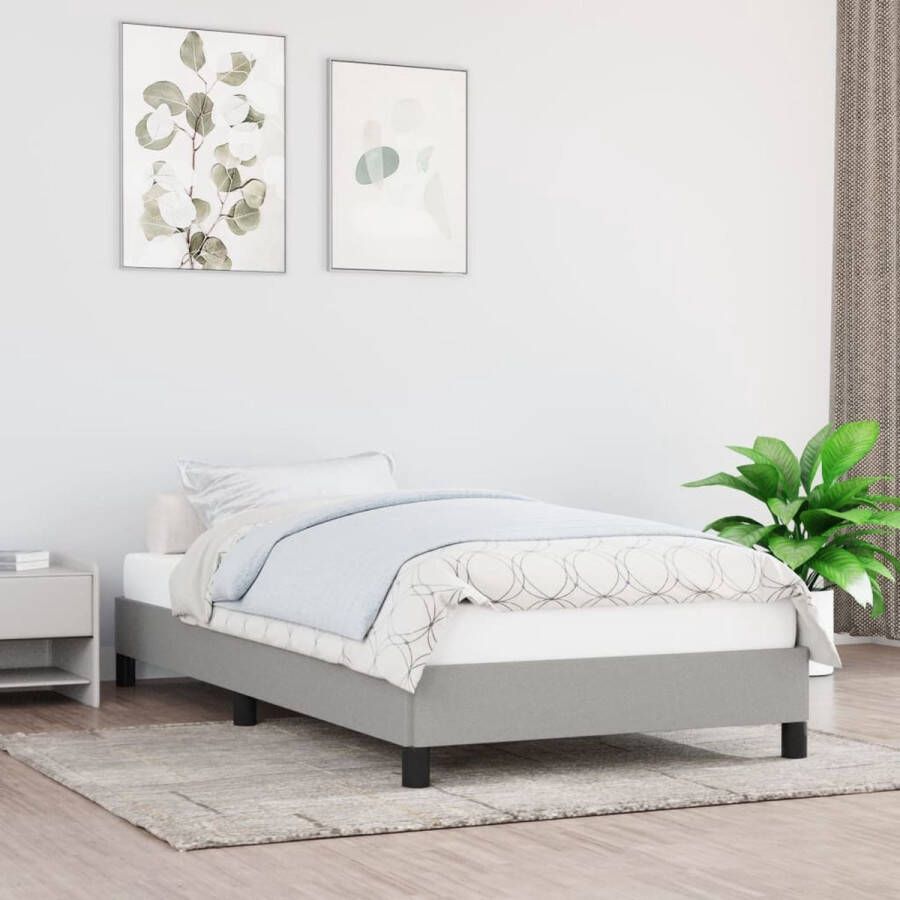 The Living Store Bedframe stof lichtgrijs 100x200 cm Bedframe Bedframes Slaapmeubel Bedbodem Ledikant Eenpersoonsbed Slaapmeubels Slaapmeubelen Slaapmeubilair Bedbodems Ledikanten