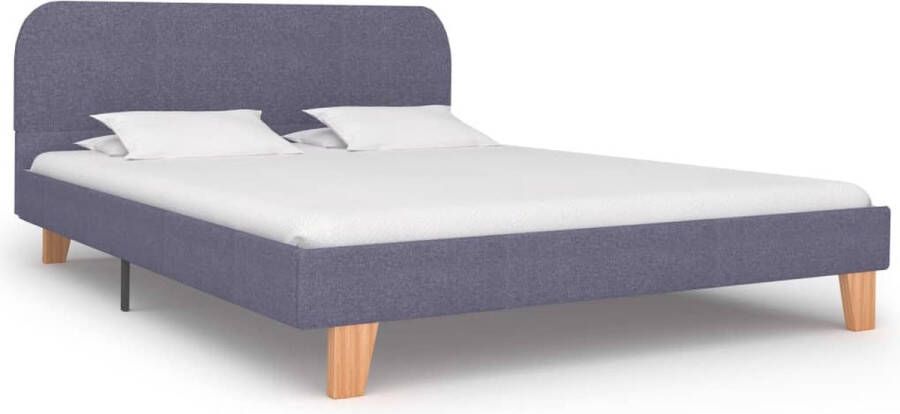 The Living Store Bed frame Klassiek design Hout en ijzer 140x200 cm Lichtgrijs