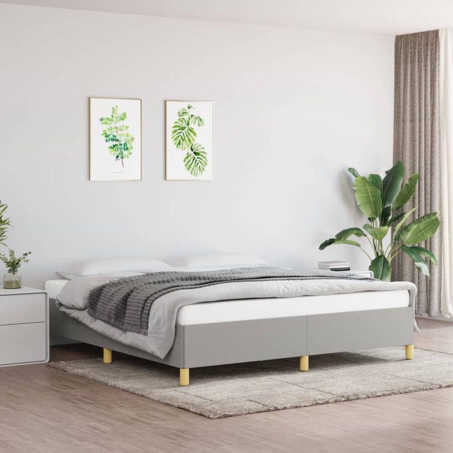 The Living Store Bedframe stof lichtgrijs 180x200 cm Bedframe Bed Slaapmeubel Ledikant Bedbodem Tweepersoonsbed Bedden Slaapmeubels Slaapmeubelen Ledikanten