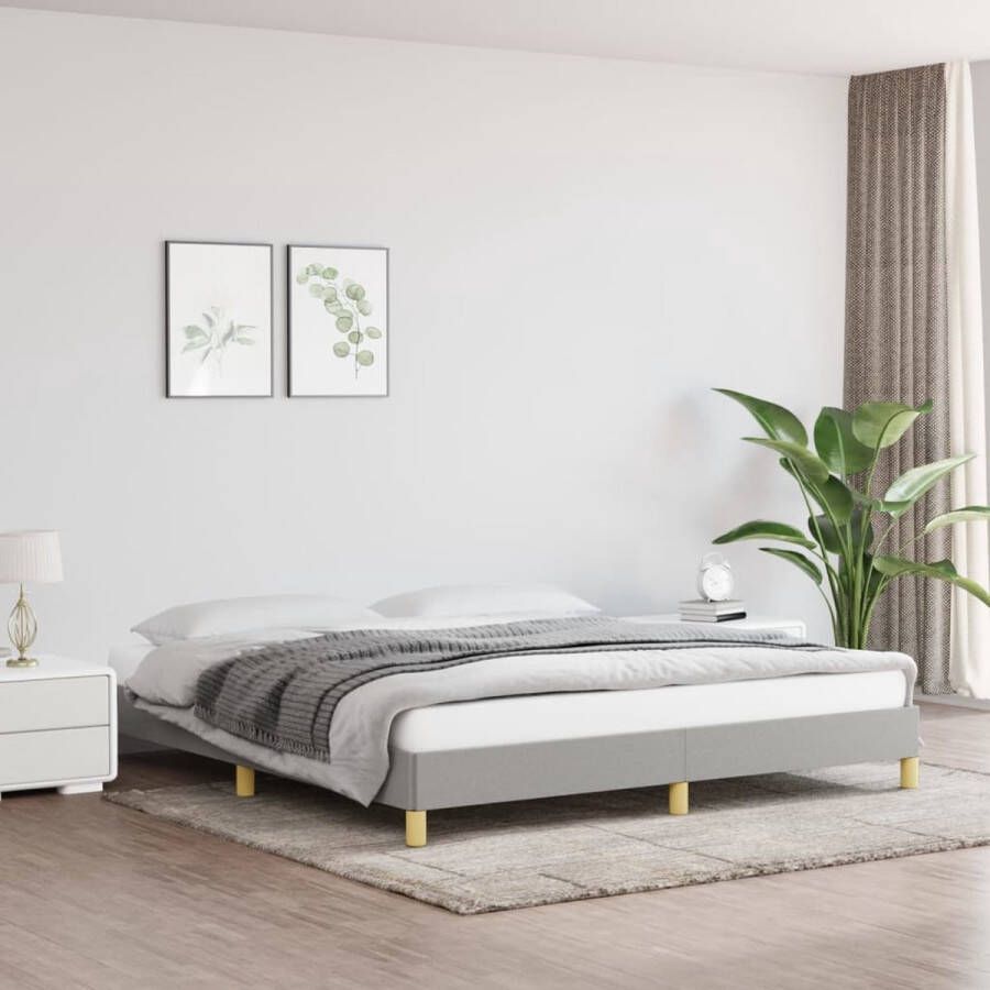The Living Store Bedframe Lichtgrijs 203x183x25 cm Stof Multiplex Geschikt voor 180x200 cm matras Duurzaam materiaal Bedframe Boxspring Hoofdbord Slaapcomfort Houten Bed