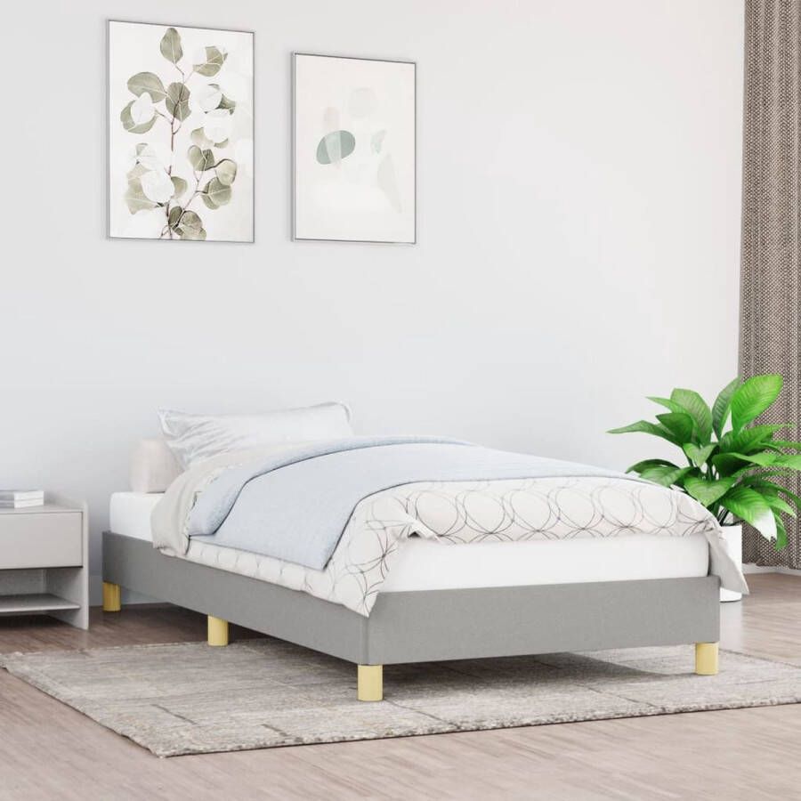 The Living Store Bedframe Duurzaam Multiplex lattenbodem Afmeting- 203x93x25cm Ken- Lichtgrijs (100% polyester) Slaapkamer Meubels Bed Frame Tweepersoons Bed Licht Grijs Bed Houten Bed Frame