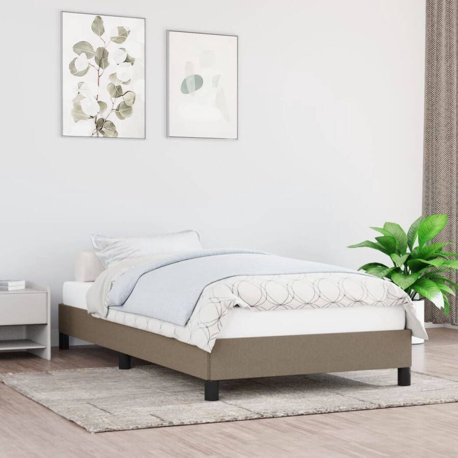 The Living Store Bedframe Afmetingen- 203 x 83 x 35 cm Kleur- Taupe Materiaal- Stof (100% polyester) Multiplex en bewerkt hout Inclusief montagehandleiding Bedframe Tweepersoons Bed Houten Bed Stoffen Bed Taupecolor - Foto 2