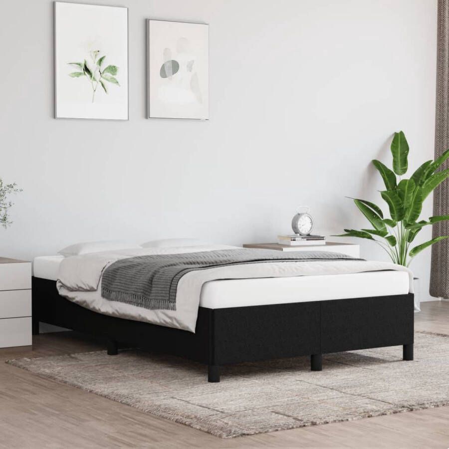 The Living Store Bedframe stof zwart 120x200 cm Bedframe Bed Slaapmeubel Ledikant Bedbodem Tweepersoonsbed Bedden Slaapmeubels Slaapmeubelen Ledikanten