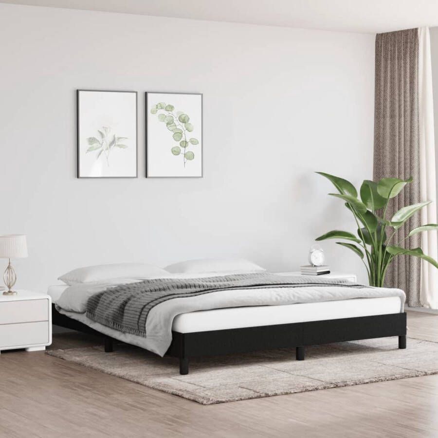 The Living Store Bedframe Duurzaam Bedframes Afmeting- 203 x 163 x 25 cm Kleur- Zwart Materiaal- Stof multiplex en bewerkt hout Geschikte matras- 160 x 200 cm