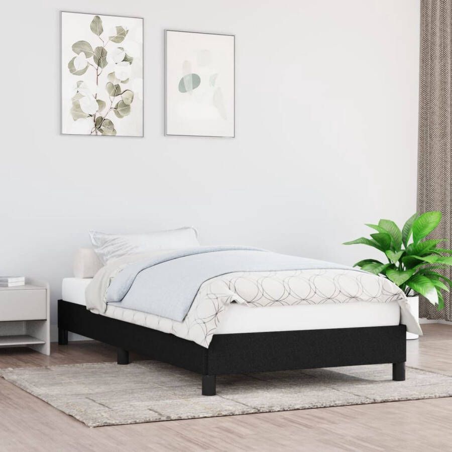 The Living Store Bedframe stof zwart 90x190 cm Bedframe Bedframes Slaapmeubel Bedbodem Ledikant Eenpersoonsbed Slaapmeubels Slaapmeubelen Slaapmeubilair Bedbodems Ledikanten
