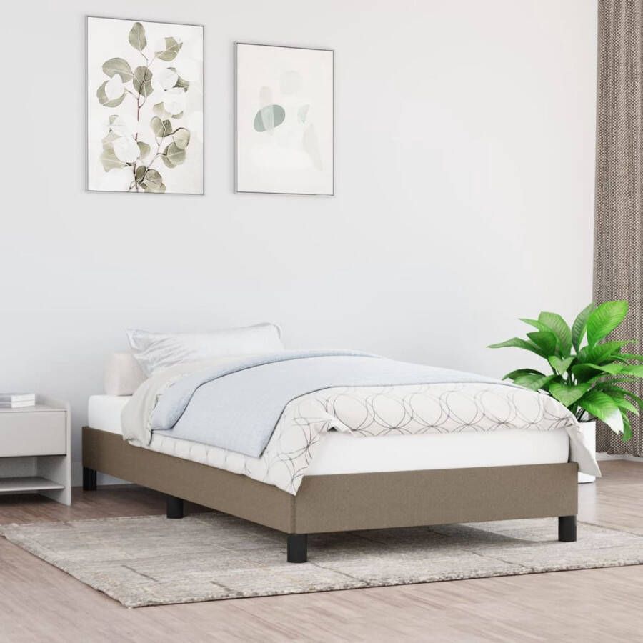 The Living Store Bedframe Taupe 203 x 103 x 25 cm Stof Multiplex Geschikt voor 100 x 200 cm Matras