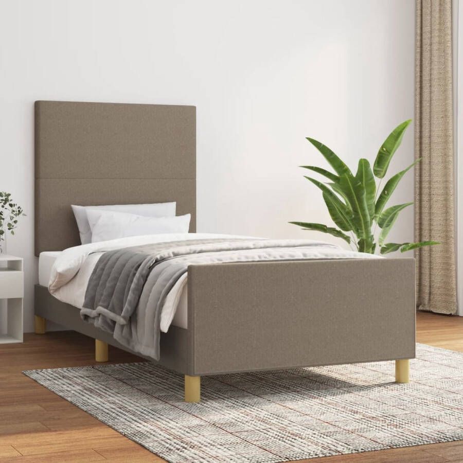 The Living Store Bedframe Taupe 203x103x118 128 cm Verstelbaar hoofdeinde Stabiele poten Multiplex lattenbodem Comfortabele ondersteuning Eenvoudige montage Bestel Nu!