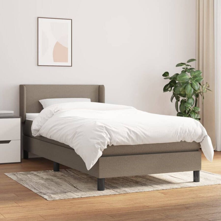 The Living Store Bedframe Taupe 203x103x78 88 cm Pocketvering Matras 100x200x20 cm Topmatras 100x200x5 cm | Boxspring Bed Frame Tweepersoonsbed Taupe Bed Pocketed Spring Mattress
