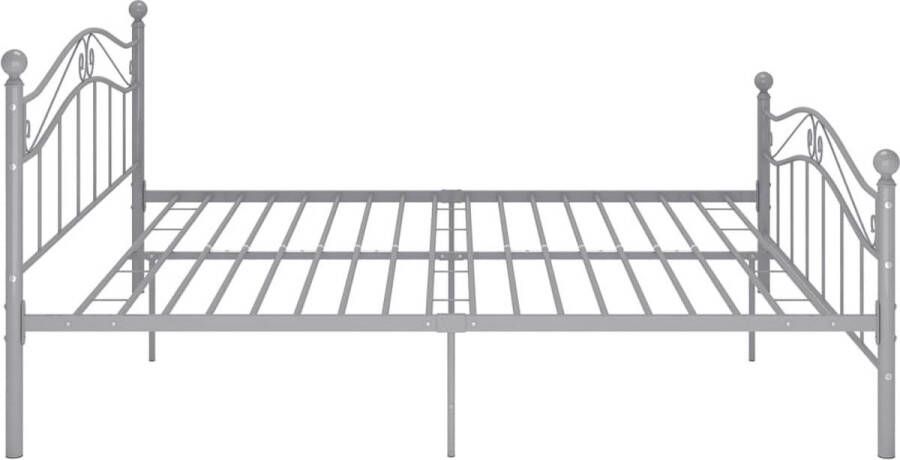 The Living Store Bedframe Tweepersoons Gepoedercoat Metaal Grijs 209x167x92.5cm