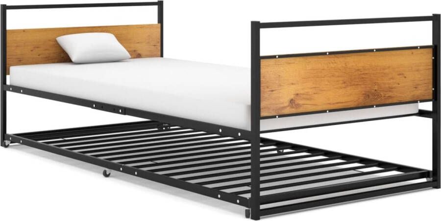 The Living Store Bedframe uitschuifbaar metaal zwart 90x200 cm Uitschuifbaar Bedframe Uitschuifbare Bedframes Bed Bedden Bedframe Bedframes Metalen Bedframe Metalen Bedframes Bedbodem Bedbodems Slaapkamermeubel