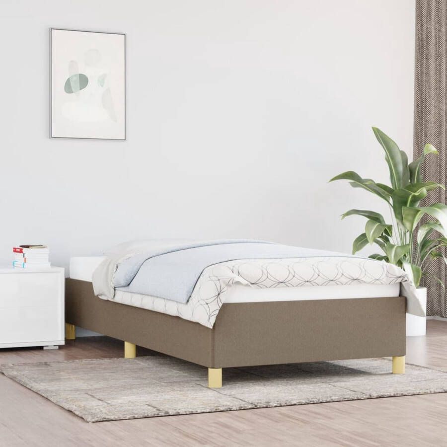 The Living Store Bedframe stof taupe 90x200 cm Bedframe Bedframes Slaapmeubel Bedbodem Ledikant Eenpersoonsbed Slaapmeubels Slaapmeubelen Slaapmeubilair Bedbodems Ledikanten