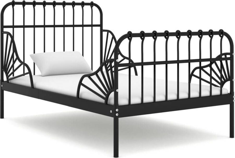 The Living Store Bedframe verlengbaar metaal zwart 80x130 200 cm Verlengbaar Bedframe Verlengbare Bedframes Bed Bedden Bedframe Bedframes Metalen Bedframe Metalen Bedframes Metalen Bed Metalen Bedden Bedbodem