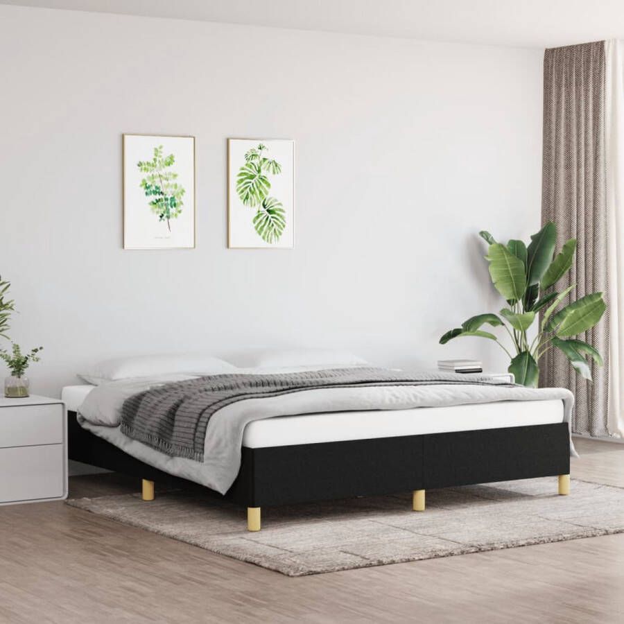 The Living Store Bedframe stof zwart 160x200 cm Bedframe Bed Slaapmeubel Ledikant Bedbodem Tweepersoonsbed Bedden Slaapmeubels Slaapmeubelen Ledikanten