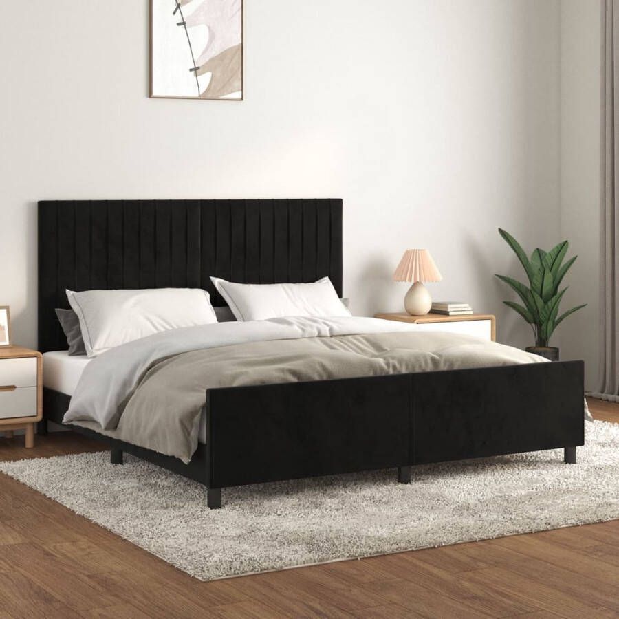 The Living Store Bedframe zonder matras 160x200 cm fluweel zwart Zwarte Bed Frame Tweepersoons Bed Velvet Bed Verstelbaar Hoofdeinde Luxe Bed - Foto 2