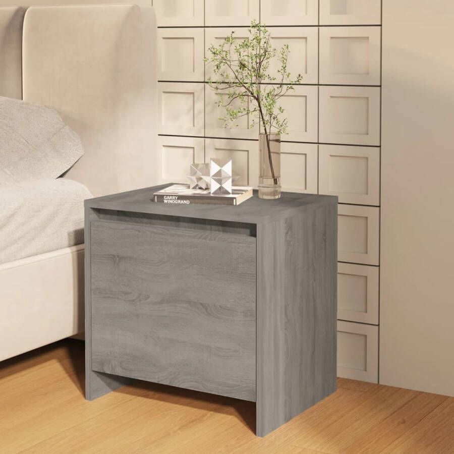 The Living Store Bedkastje Grijs Sonoma Eiken 45x34x44.5 cm 1 deur Stevig en Duurzaam Montage vereist - Foto 2