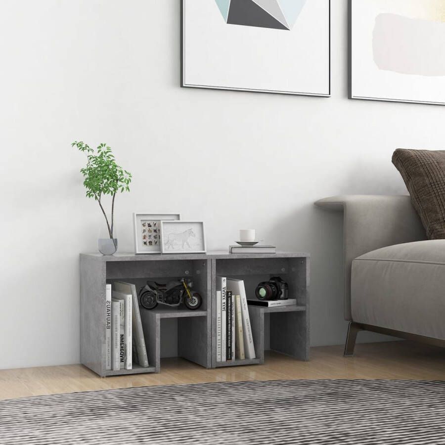The Living Store Bedkastjes Betongrijs 40 x 30 x 40 cm Duurzaam Montage vereist - Foto 2