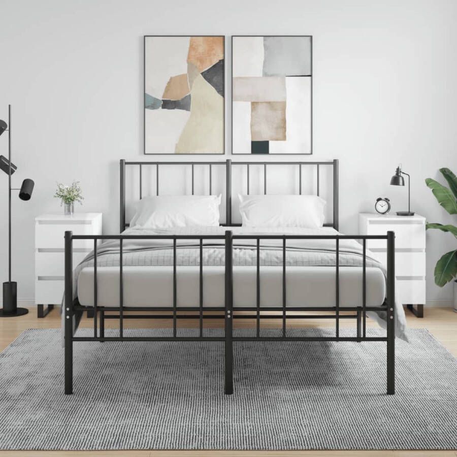 The Living Store Bedkastjes Hoogglans wit 40 x 35 x 69 cm Met 3 lades - Foto 2