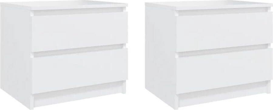 The Living Store Bedkastjes Spaanplaat 50 x 39 x 43.5 cm 2 lades Wit Nachtkastje Slaapkamermeubel Houten Meubilair Witte Meubelstukken Spaanplaat MeubilAIR - Foto 2