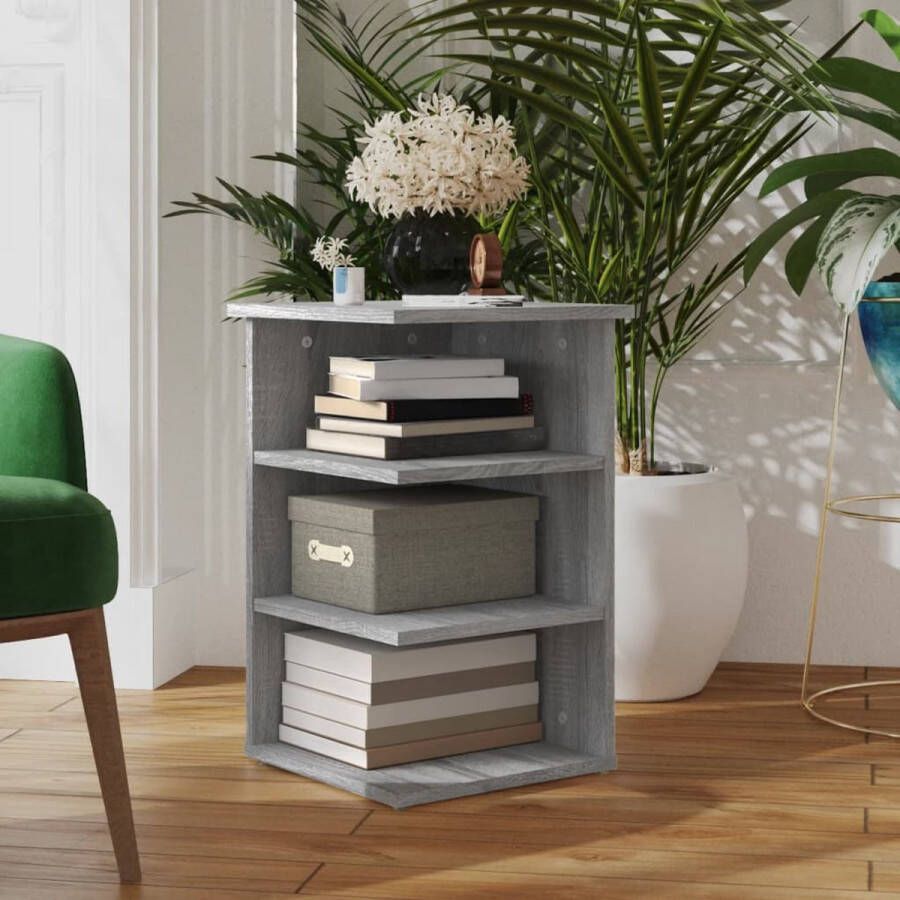 The Living Store Bijzetkast 35x35x55 cm bewerkt hout grijs sonoma eikenkleurig Bijzetkast Grijze Bijzetkast Houten Bijzetkast Salontafel Tv Tafel - Foto 2