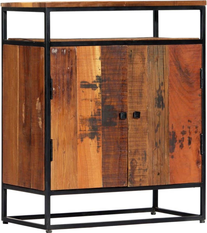 The Living Store Bijzetkast 60x35x76 cm massief gerecycled hout en staal Bijzettafel Vintage Meubels Industriële Woondecoratie Landelijke Kasten Hergebruikt Hout - Foto 3