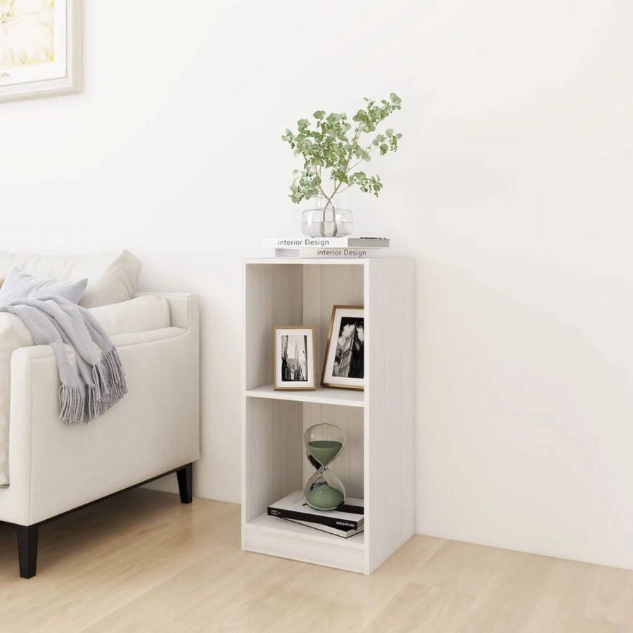 The Living Store Bijzetkast Massief grenenhout Wit 35.5 x 33.5 x 76 cm Wandmontage vereist - Foto 2