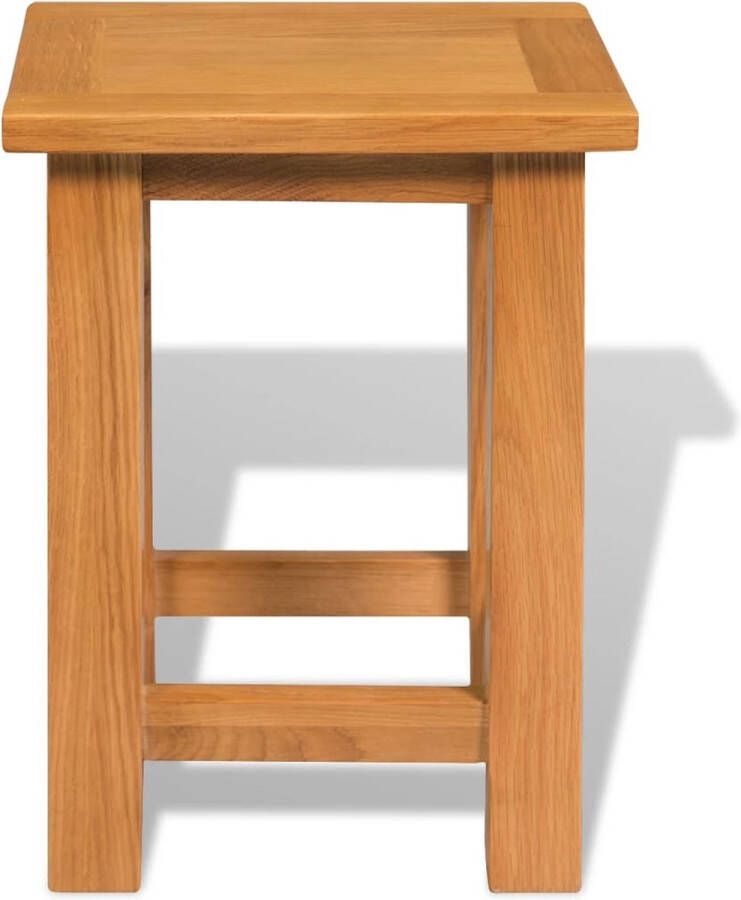 The Living Store Bijzettafel Eikenhout 27 x 24 x 37 cm Robuust en Functioneel Bijzettafel Eikenhouten Meubilair Landelijke Stijl Salontafel Kamermeubel