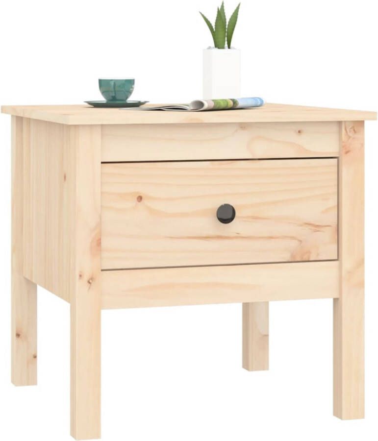 The Living Store Bijzettafel Grenenhout 50 x 50 x 49 cm Massief Met Lade Veelzijdig Bijzettafel Grenenhouten Meubilair Hout Meubel Vintage Stijl Landelijke Interieur - Foto 2