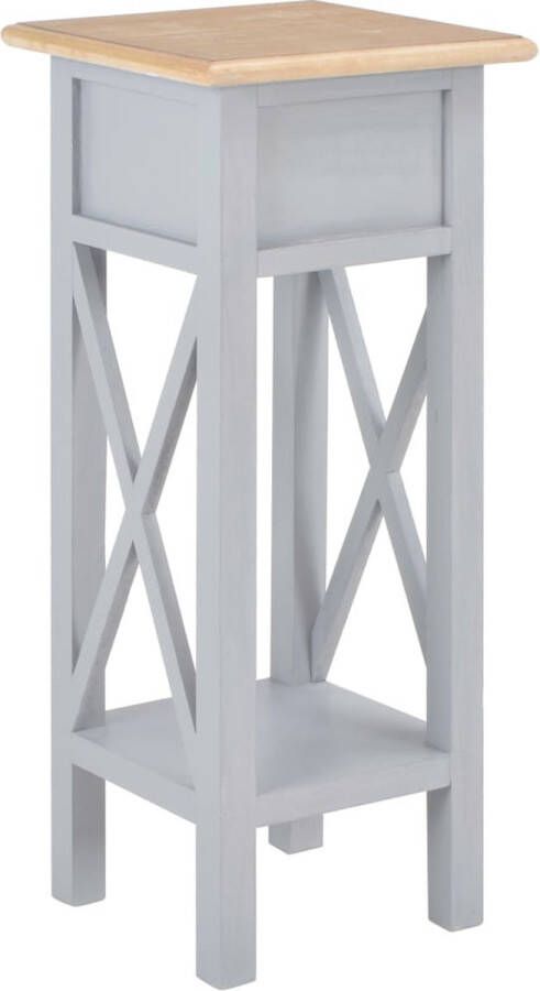 The Living Store Bijzettafel Hout 65.5 cm Lade Grijs 27 x 27 x 65.5 cm Bijzettafel Houten Bijzet Tafeltje Salontafel Tv Tafel Kastje - Foto 3