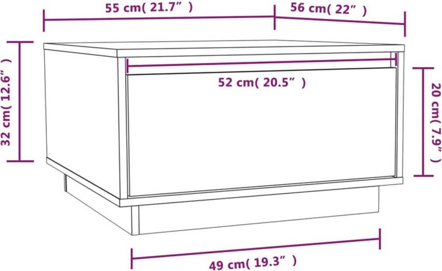 The Living Store Bijzettafel Massief Grenenhout Wit 55 x 56 x 32 cm Zweefpoten - Foto 2