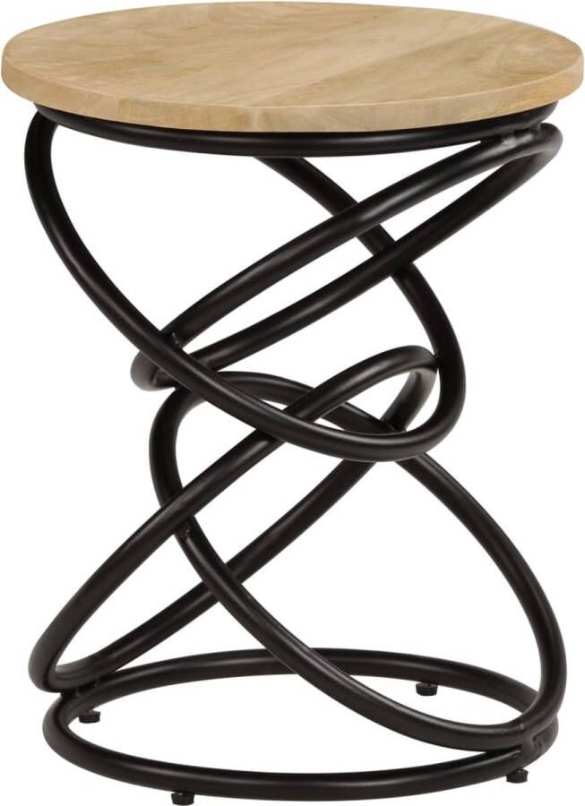 The Living Store Bijzettafel Vintage Hout 40x50 cm Handgemaakt Bruin Zwart Bijzettafel Vintage Meubilair Mangohout Meubels Bruine Bijzet Tafels Kleine Salontafel - Foto 2