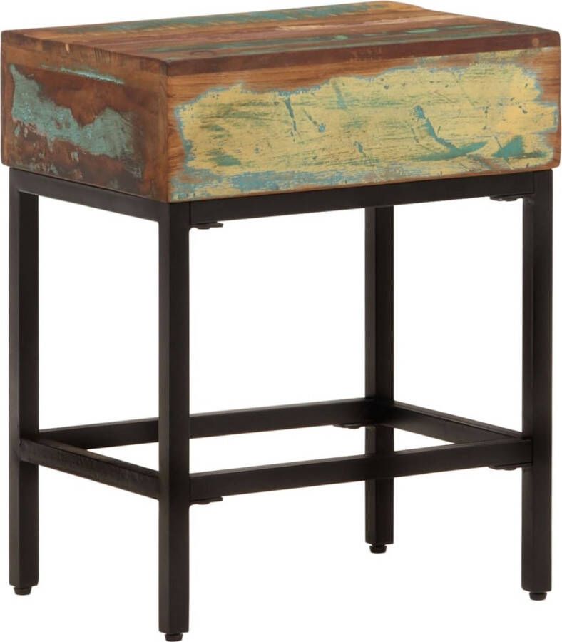 The Living Store Bijzettafel Vintage Massief Gerecycled Hout 40x30x51 cm Gepoedercoat Ijzer Bijzettafel Vintage Industrieel Houten Bijzettafel Retro - Foto 2