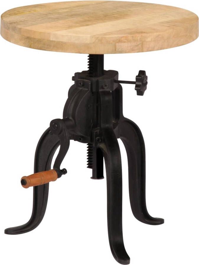 The Living Store Bijzettafel Vintage Massief Mangohout 45 x (45-62) cm Hoogte Verstelbaar - Foto 3