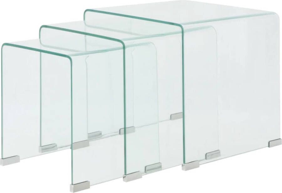 The Living Store Bijzettafelset transparant gehard veiligheidsglas 3-delig 42 x 42 x 41.5 cm 36 x 36 x 38.5 cm 30 x 30 x 36 cm 8 mm dikte glas - Foto 2