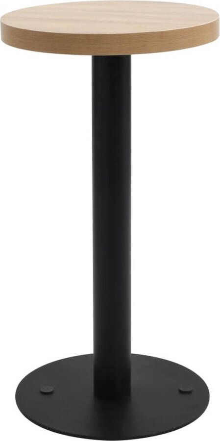 The Living Store Bistrotafel Houtnerf MDF Stalen poot Lichtbruin Zwart 40x75 cm Eenvoudig in elkaar te zetten Bistrotafel Houten Tafellaag Metalen Onderstel Kleine Tafel Ronde Tafel - Foto 2